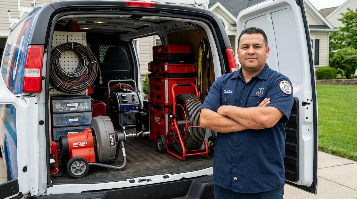 Professional drain cleaning equipment and Johns Plumbing LLC plumber in Chapel Hill