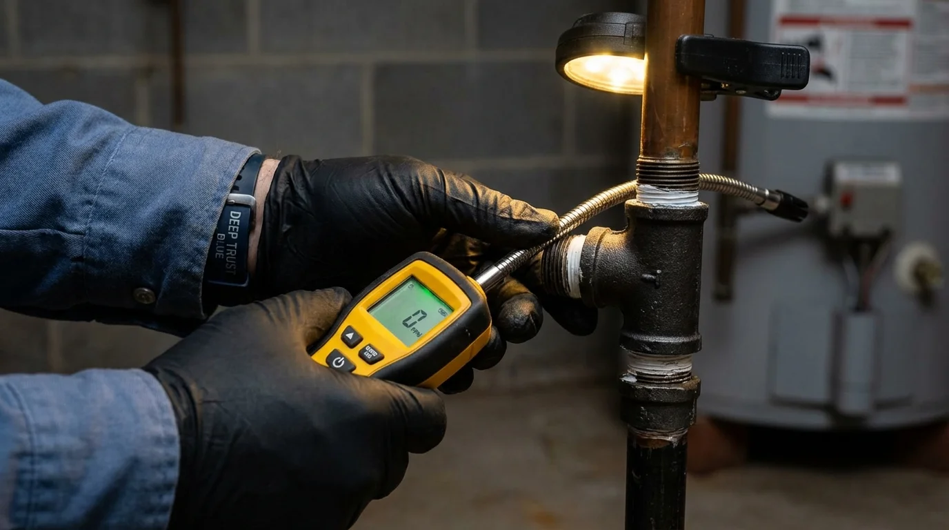Gas leak detection with electronic sniffer by Johns Plumbing LLC in Chapel Hill