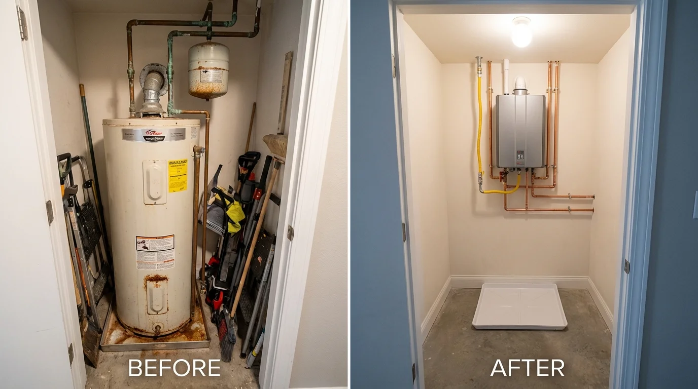 Tank water heater versus wall-mounted tankless unit comparison for Chapel Hill, TN homeowners